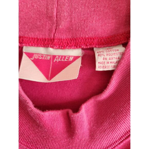 Vintage 1970s Justin Allen Sz M Knee Length Shirt Dress Pink Faux Turtleneck - Picture 2 of 3
